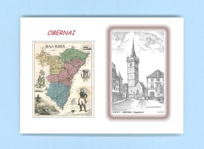 Cartes Postales impression Noir avec dpartement sur la ville de OBERNAI Titre : kapelturn