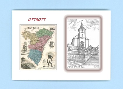 Cartes Postales impression Noir avec dpartement sur la ville de OTTROTT Titre : eglise