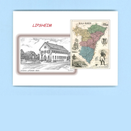 Cartes Postales impression Noir avec dpartement sur la ville de LIPSHEIM Titre : mairie