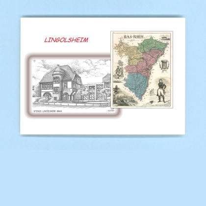 Cartes Postales impression Noir avec dpartement sur la ville de LINGOLSHEIM Titre : mairie