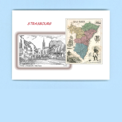 Cartes Postales impression Noir avec dpartement sur la ville de STRASBOURG Titre : petite france
