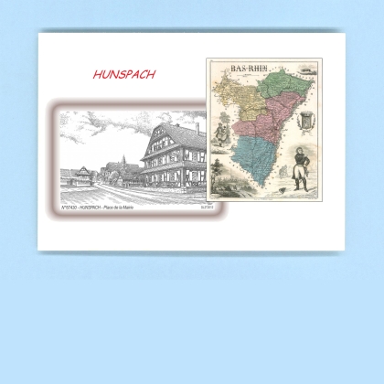 Cartes Postales impression Noir avec dpartement sur la ville de HUNSPACH Titre : place de la mairie
