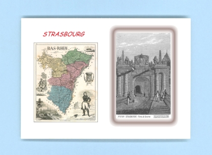 Cartes Postales impression Noir avec dpartement sur la ville de STRASBOURG Titre : porte de saverne