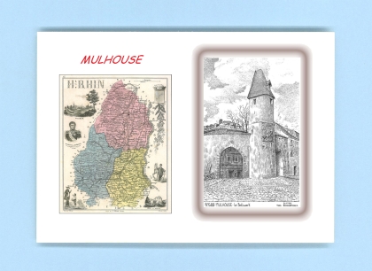 Cartes Postales impression Noir avec dpartement sur la ville de MULHOUSE Titre : le bollwerk