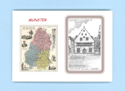 Cartes Postales impression Noir avec dpartement sur la ville de MUNSTER Titre : hotel de ville