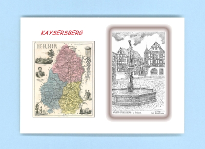 Cartes Postales impression Noir avec dpartement sur la ville de KAYSERSBERG Titre : la fontaine