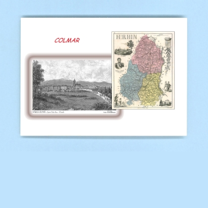 Cartes Postales impression Noir avec dpartement sur la ville de COLMAR Titre : vue