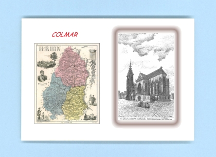 Cartes Postales impression Noir avec dpartement sur la ville de COLMAR Titre : cathedrale