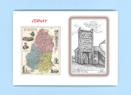 Cartes Postales impression Noir avec dpartement sur la ville de CERNAY Titre : porte de thann
