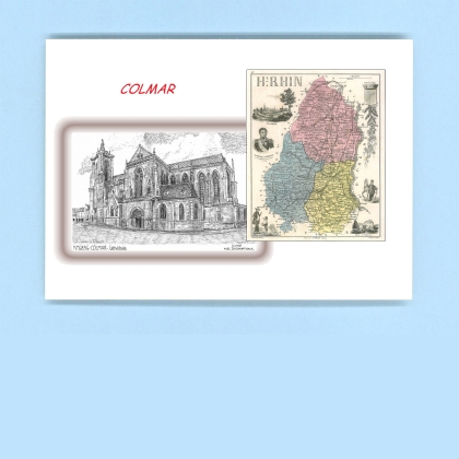 Cartes Postales impression Noir avec dpartement sur la ville de COLMAR Titre : cathedrale