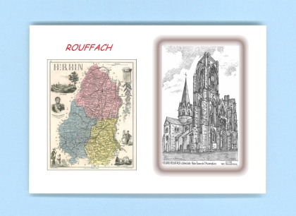 Cartes Postales impression Noir avec dpartement sur la ville de ROUFFACH Titre : cathedrale nd de l assomption