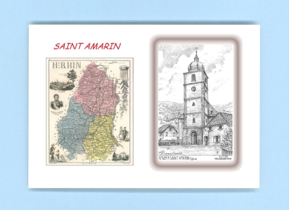 Cartes Postales impression Noir avec dpartement sur la ville de ST AMARIN Titre : eglise