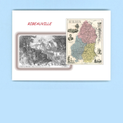Cartes Postales impression Noir avec dpartement sur la ville de RIBEAUVILLE Titre : chateau de st ulrich