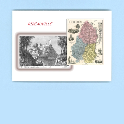 Cartes Postales impression Noir avec dpartement sur la ville de RIBEAUVILLE Titre : chateau de st ulrich
