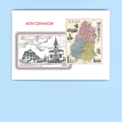 Cartes Postales impression Noir avec dpartement sur la ville de WINTZENHEIM Titre : hotel de ville et eglise