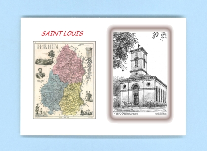 Cartes Postales impression Noir avec dpartement sur la ville de ST LOUIS Titre : eglise