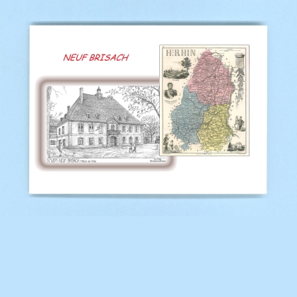 Cartes Postales impression Noir avec dpartement sur la ville de NEUF BRISACH Titre : hotel de ville