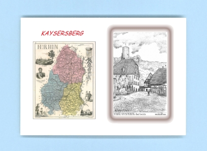 Cartes Postales impression Noir avec dpartement sur la ville de KAYSERSBERG Titre : pont fortifie