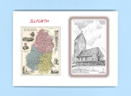 Cartes Postales impression Noir avec dpartement sur la ville de ILLFURTH Titre : burnkirch