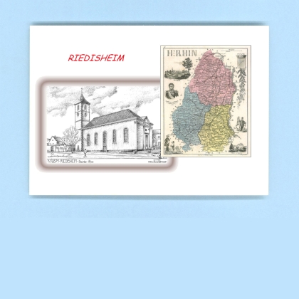 Cartes Postales impression Noir avec dpartement sur la ville de RIEDISHEIM Titre : ste afre