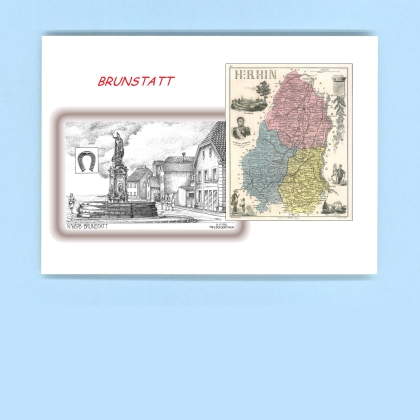 Cartes Postales impression Noir avec dpartement sur la ville de BRUNSTATT Titre : vue