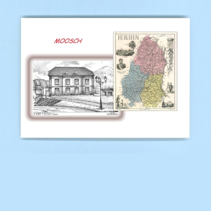 Cartes Postales impression Noir avec dpartement sur la ville de MOOSCH Titre : mairie