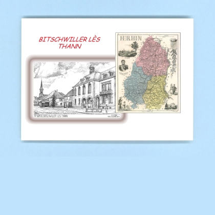 Cartes Postales impression Noir avec dpartement sur la ville de BITSCHWILLER LES THANN Titre : vue