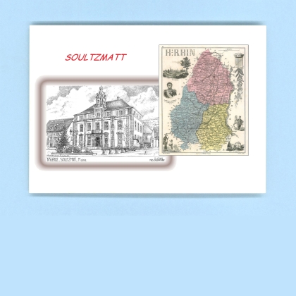 Cartes Postales impression Noir avec dpartement sur la ville de SOULTZMATT Titre : mairie