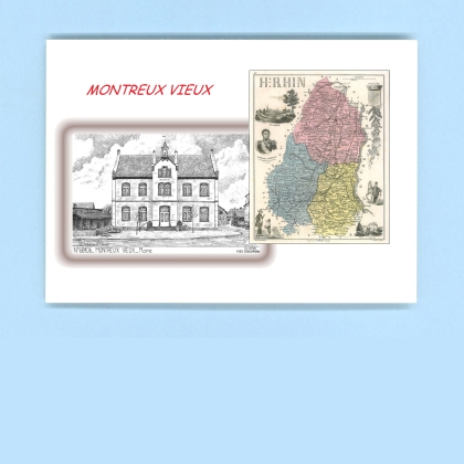 Cartes Postales impression Noir avec dpartement sur la ville de MONTREUX VIEUX Titre : mairie
