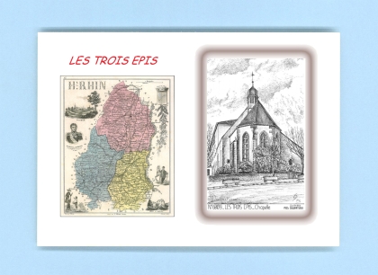 Cartes Postales impression Noir avec dpartement sur la ville de LES TROIS EPIS Titre : chapelle