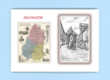 Cartes Postales impression Noir avec dpartement sur la ville de EGUISHEIM Titre : rue du rempart