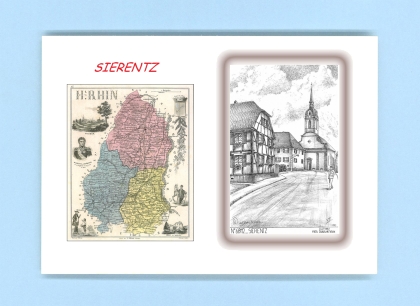 Cartes Postales impression Noir avec dpartement sur la ville de SIERENTZ Titre : vue