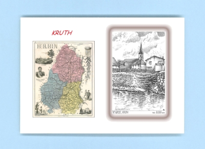 Cartes Postales impression Noir avec dpartement sur la ville de KRUTH Titre : vue