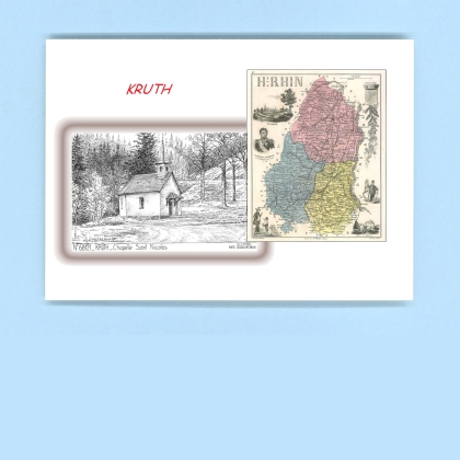 Cartes Postales impression Noir avec dpartement sur la ville de KRUTH Titre : chapelle st nicolas