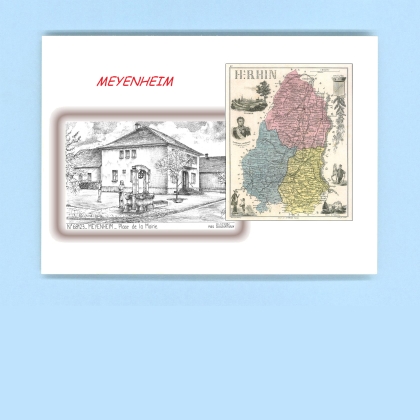 Cartes Postales impression Noir avec dpartement sur la ville de MEYENHEIM Titre : place de la mairie