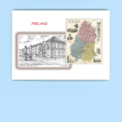 Cartes Postales impression Noir avec dpartement sur la ville de FRELAND Titre : mairie