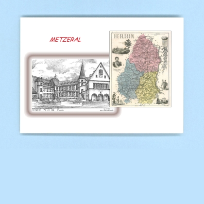 Cartes Postales impression Noir avec dpartement sur la ville de METZERAL Titre : mairie