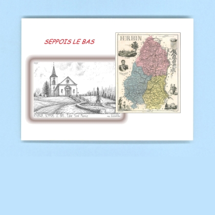 Cartes Postales impression Noir avec dpartement sur la ville de SEPPOIS LE BAS Titre : eglise st maurice