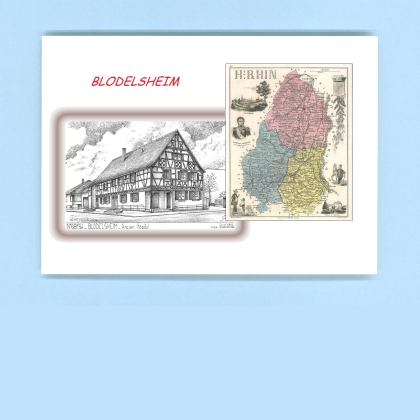 Cartes Postales impression Noir avec dpartement sur la ville de BLODELSHEIM Titre : ancien hopital