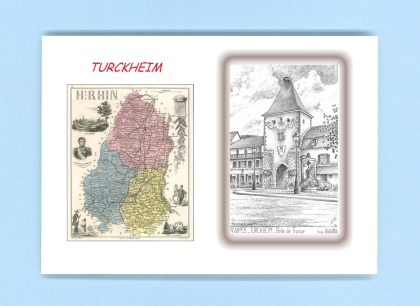 Cartes Postales impression Noir avec dpartement sur la ville de TURCKHEIM Titre : porte de france