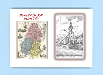 Cartes Postales impression Noir avec dpartement sur la ville de MUHLBACH SUR MUNSTER Titre : eglise