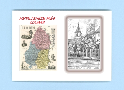 Cartes Postales impression Noir avec dpartement sur la ville de HERRLISHEIM PRES COLMAR Titre : vue