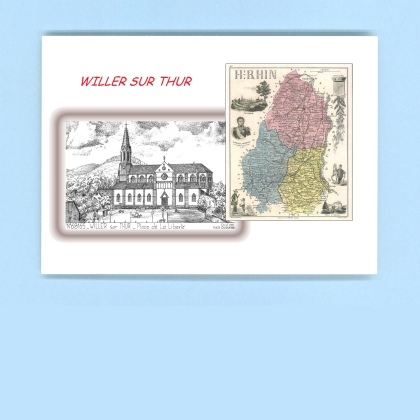 Cartes Postales impression Noir avec dpartement sur la ville de WILLER SUR THUR Titre : place de la liberte