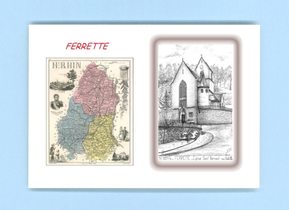 Cartes Postales impression Noir avec dpartement sur la ville de FERRETTE Titre : eglise st bernard