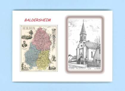 Cartes Postales impression Noir avec dpartement sur la ville de BALDERSHEIM Titre : eglise