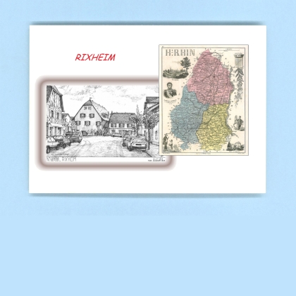 Cartes Postales impression Noir avec dpartement sur la ville de RIXHEIM Titre : vue