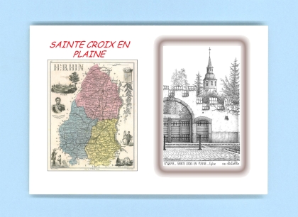 Cartes Postales impression Noir avec dpartement sur la ville de STE CROIX EN PLAINE Titre : eglise