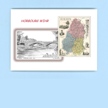 Cartes Postales impression Noir avec dpartement sur la ville de HORBOURG WIHR Titre : pont