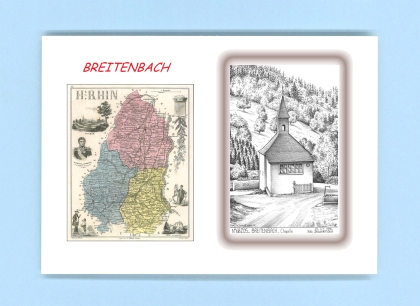 Cartes Postales impression Noir avec dpartement sur la ville de BREITENBACH Titre : chapelle