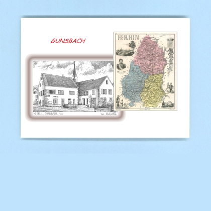 Cartes Postales impression Noir avec dpartement sur la ville de GUNSBACH Titre : mairie